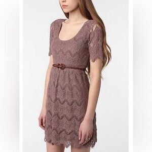 Unban outfitters nude scalloped lace festival holiday empire waist dress medium